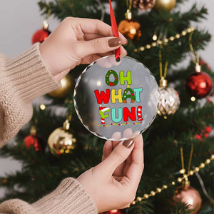 Oh What Fun Xmas Candy Cane Crystal Glass Ornament TS09 Print Your Wear