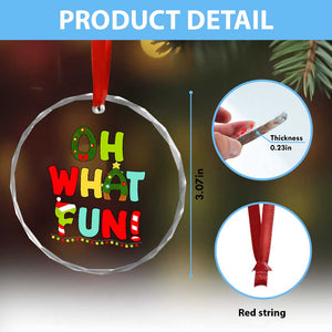 Oh What Fun Xmas Candy Cane Crystal Glass Ornament TS09 Print Your Wear