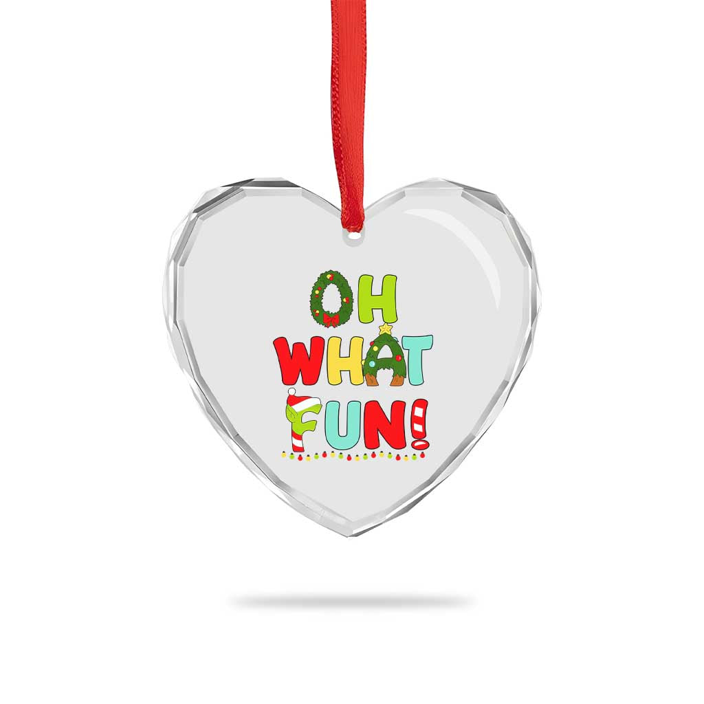 Oh What Fun Xmas Candy Cane Heart Crystal Glass Ornament TS09 Print Your Wear