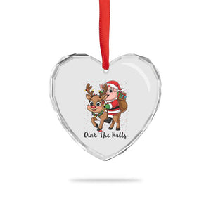Oink The Halls Heart Crystal Glass Ornament Pig Christmas Farm Life Gift TS12 Print Your Wear