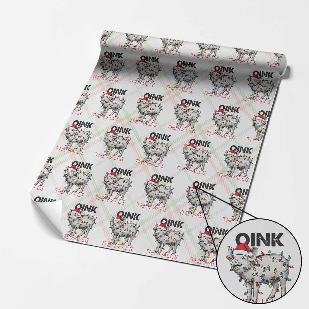 Oink The Halls Wrapping Paper Roll Funny Christmas Pig Lover Gift TS12 Christmas Plaid Print Your Wear