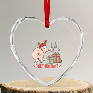 Oinky Holidays Heart Crystal Glass Ornament Funny Christmas Pig Lover Gift TS12 Transparent Glass 3'' Heart Print Your Wear
