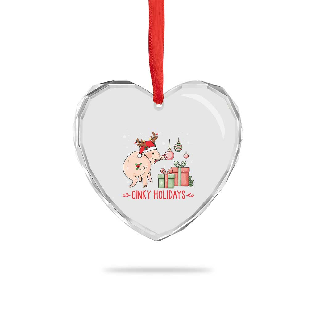 Oinky Holidays Heart Crystal Glass Ornament Funny Christmas Pig Lover Gift TS12 Print Your Wear