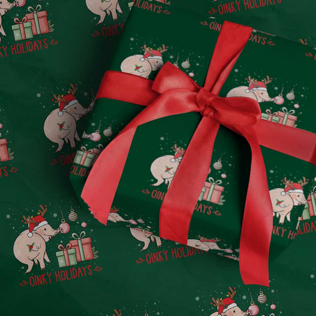 Oinky Holidays Wrapping Paper Roll Funny Christmas Pig Lover Gift TS12 Green Print Your Wear
