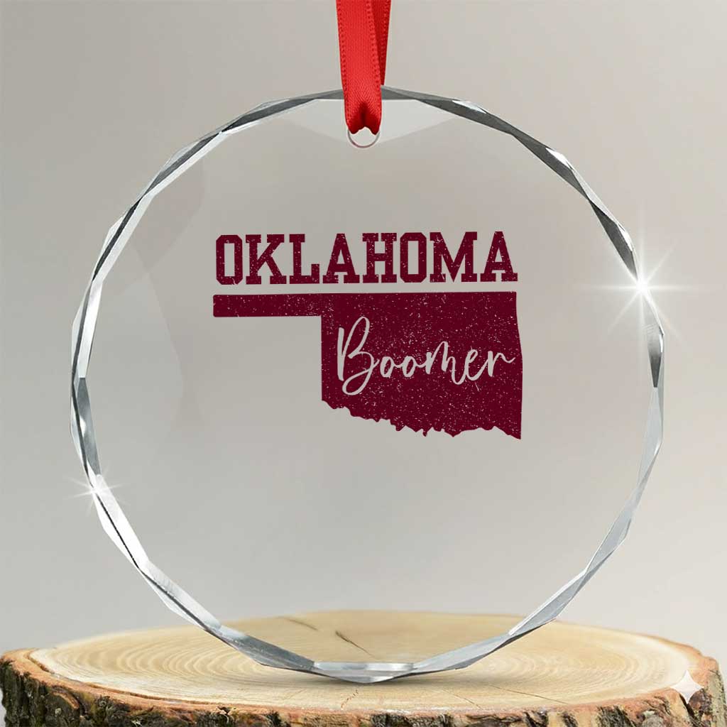 Oklahoma Boomer Crystal Glass Ornament TS10 Transparent Glass 3'' Circle Print Your Wear