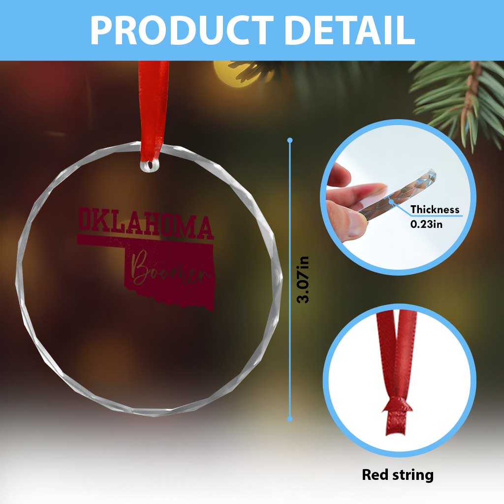 Oklahoma Boomer Crystal Glass Ornament TS10 Print Your Wear