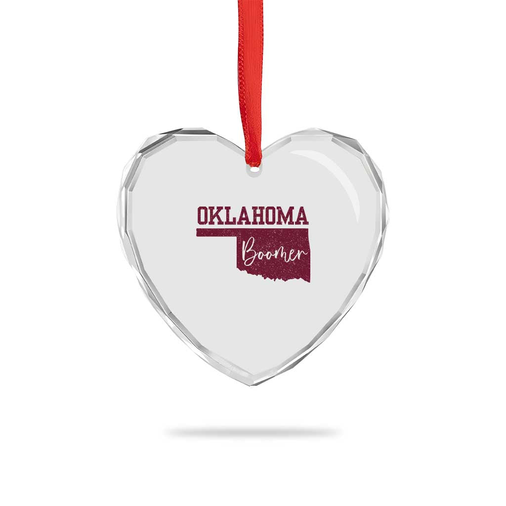 Oklahoma Boomer Heart Crystal Glass Ornament TS10 Print Your Wear
