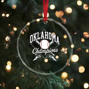 Oklahoma Champions 2026 Crystal Glass Ornament Baseball Pennant Flag Graphic
