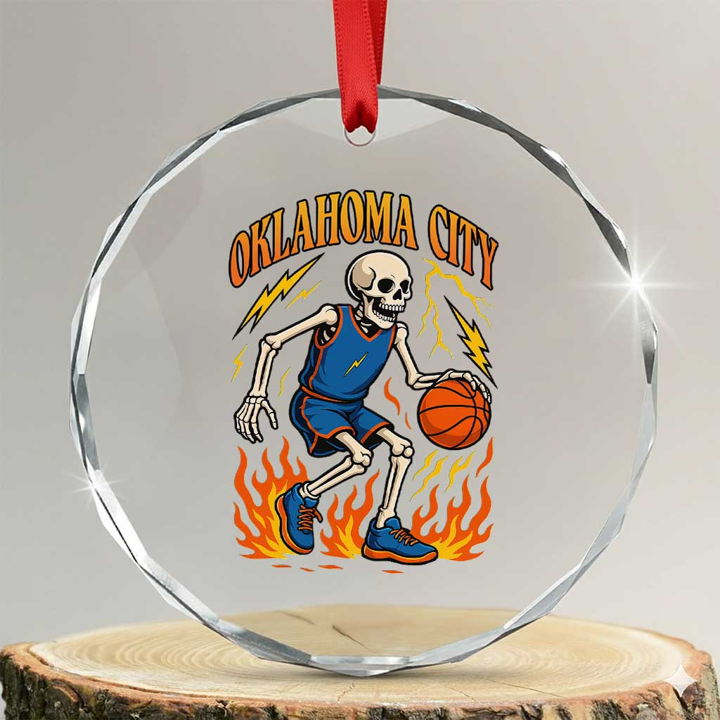 Oklahoma City Basketball Skeleton Crystal Glass Ornament OKC Hoops Fan Life Sport Lover TS02 Transparent Glass 3'' Circle Print Your Wear