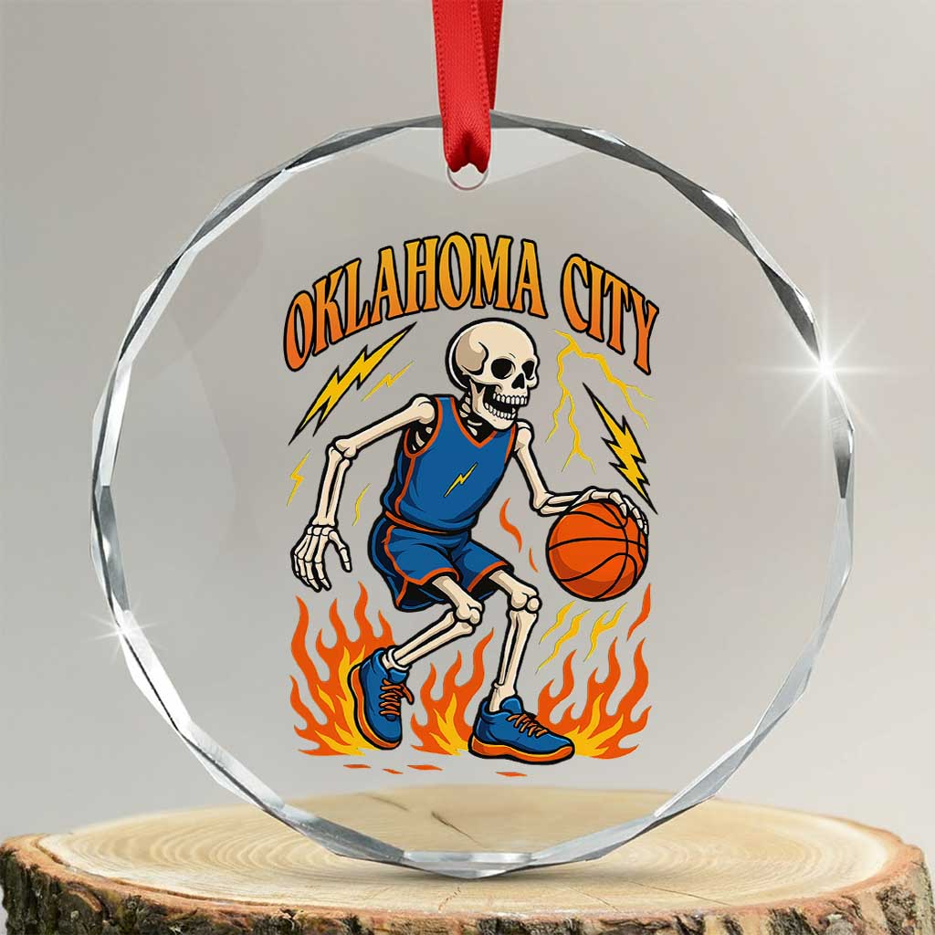 Oklahoma City Basketball Skeleton Crystal Glass Ornament OKC Hoops Fan Life Sport Lover TS02 Transparent Glass 3'' Circle Print Your Wear