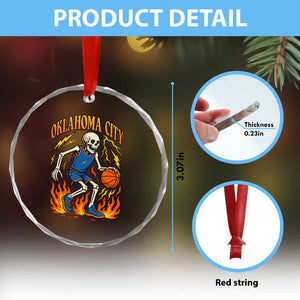 Oklahoma City Basketball Skeleton Crystal Glass Ornament OKC Hoops Fan Life Sport Lover TS02 Print Your Wear