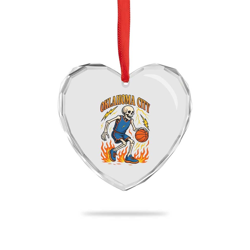 Oklahoma City Basketball Skeleton Heart Crystal Glass Ornament OKC Hoops Fan Life Sport Lover TS02 Print Your Wear