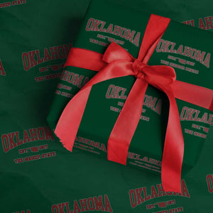 Oklahoma The Sooner State Sports Throwback Design Jersey Style Wrapping Paper Roll