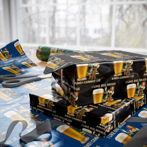 Oktoberfest Beer Wrapping Paper Roll Funny I Like Big Mugs Pin Up Girl Dirndl TS10 Black Print Your Wear