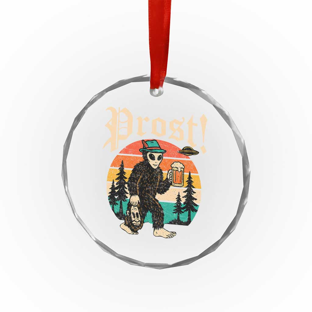 Oktoberfest Bigfoot Alien Beer Crystal Glass Ornament Retro German Sasquatch Beer TS10 Transparent Glass 3'' Circle Print Your Wear