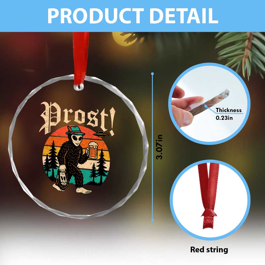 Oktoberfest Bigfoot Alien Beer Crystal Glass Ornament Retro German Sasquatch Beer TS10 Print Your Wear