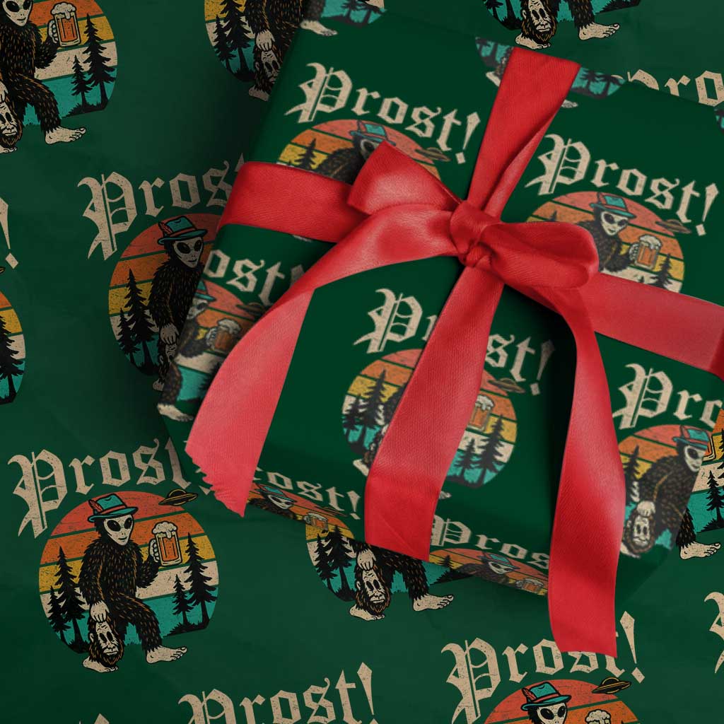 Oktoberfest Bigfoot Alien Beer Wrapping Paper Roll Retro German Sasquatch Beer TS10 Green Print Your Wear