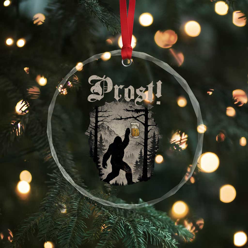 Oktoberfest Bigfoot Crystal Glass Ornament Vintage Forest Sasquatch Drinking Prost TS10 Print Your Wear