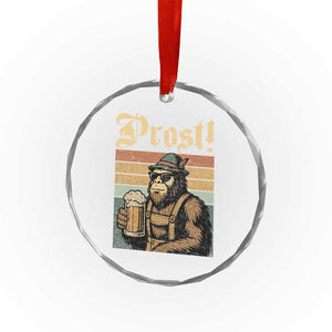 Oktoberfest Bigfoot Crystal Glass Ornament Vintage German Sasquatch Drinking Prost Lederhose TS10 Transparent Glass 3'' Circle Print Your Wear