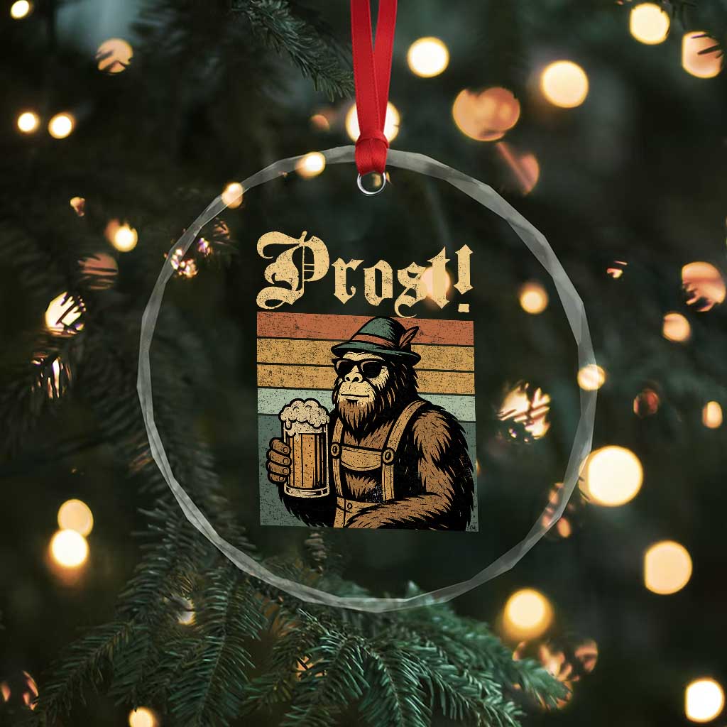 Oktoberfest Bigfoot Crystal Glass Ornament Vintage German Sasquatch Drinking Prost Lederhose TS10 Print Your Wear