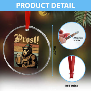 Oktoberfest Bigfoot Crystal Glass Ornament Vintage German Sasquatch Drinking Prost Lederhose TS10 Print Your Wear