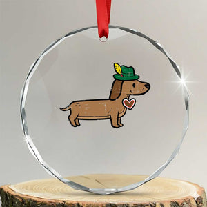 Oktoberfest Dachshund Crystal Glass Ornament Cute Sausage Dog German Munich TS02 Transparent Glass 3'' Circle Print Your Wear