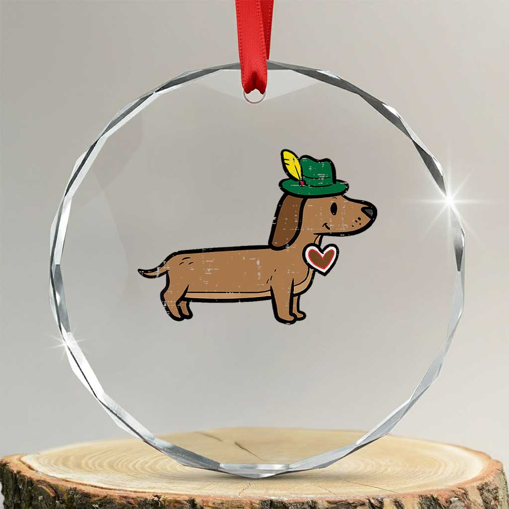 Oktoberfest Dachshund Crystal Glass Ornament Cute Sausage Dog German Munich TS02 Transparent Glass 3'' Circle Print Your Wear