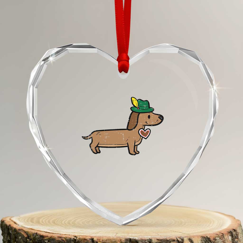 Oktoberfest Dachshund Heart Crystal Glass Ornament Cute Sausage Dog German Munich TS02 Transparent Glass 3'' Heart Print Your Wear