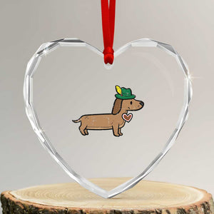 Oktoberfest Dachshund Heart Crystal Glass Ornament Cute Sausage Dog German Munich TS02 Transparent Glass 3'' Heart Print Your Wear