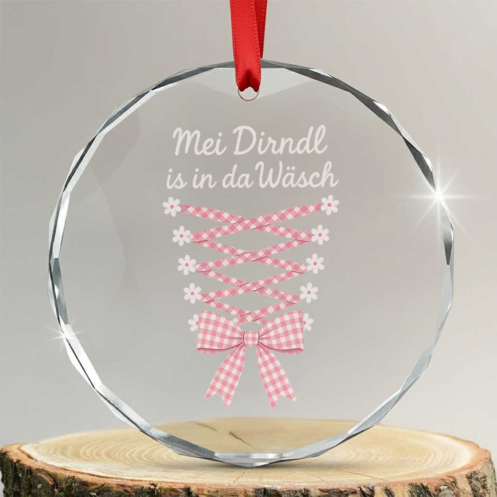 Oktoberfest Dirndl Costume Crystal Glass Ornament Funny German Bavarian Octoberfest Festival TS10 Transparent Glass 3'' Circle Print Your Wear