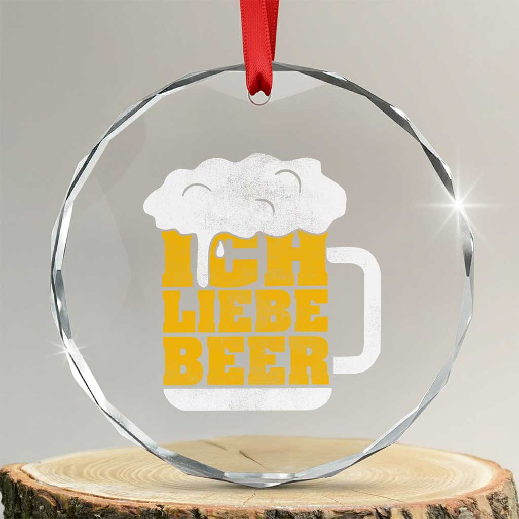 Oktoberfest Drinking Crystal Glass Ornament Ich Liebe Bier Octoberfest German TS10 Transparent Glass 3'' Circle Print Your Wear