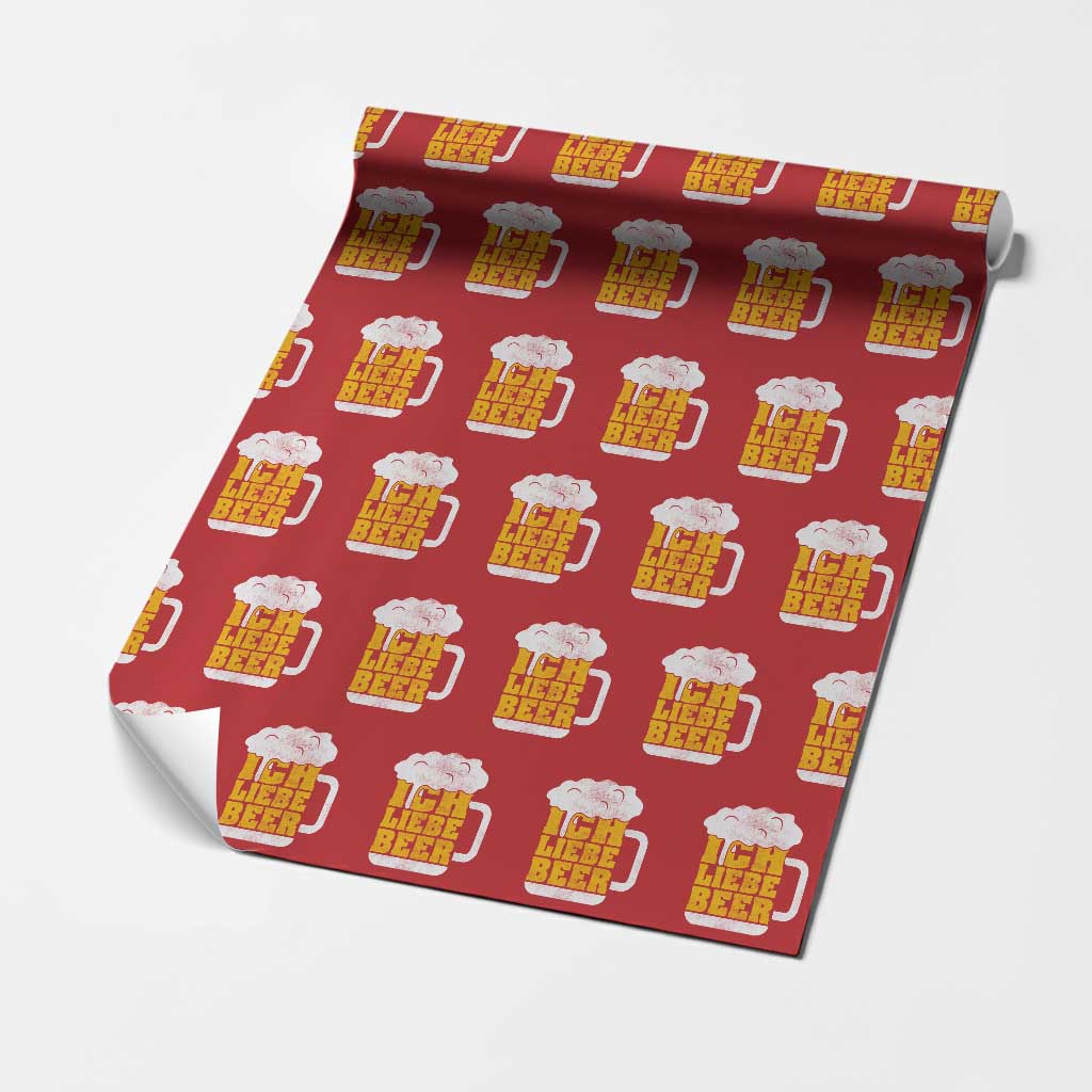 Oktoberfest Drinking Wrapping Paper Roll Ich Liebe Bier Octoberfest German TS10 Red Print Your Wear
