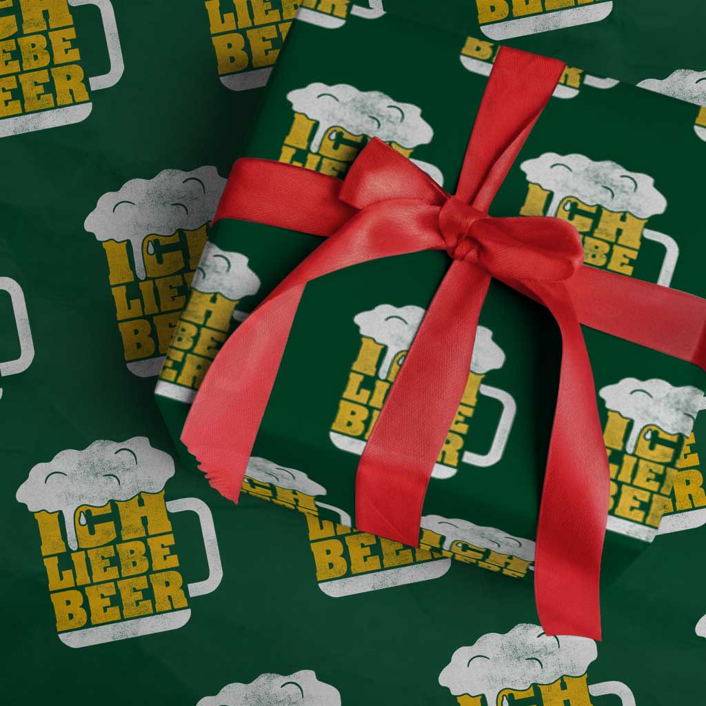 Oktoberfest Drinking Wrapping Paper Roll Ich Liebe Bier Octoberfest German TS10 Green Print Your Wear
