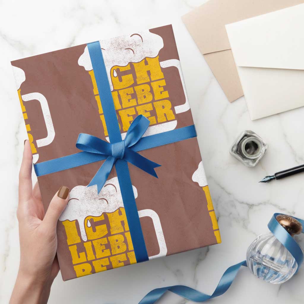 Oktoberfest Drinking Wrapping Paper Roll Ich Liebe Bier Octoberfest German TS10 Mocha Print Your Wear