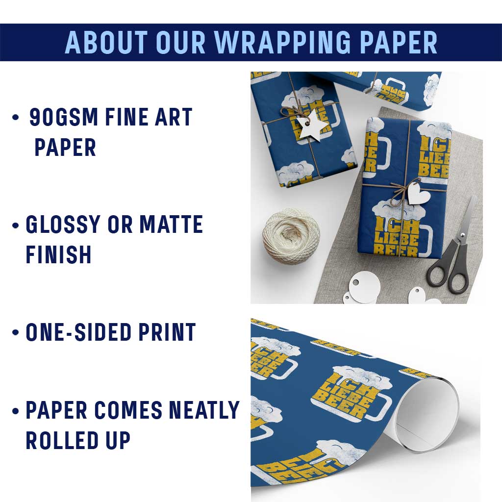 Oktoberfest Drinking Wrapping Paper Roll Ich Liebe Bier Octoberfest German TS10 Print Your Wear