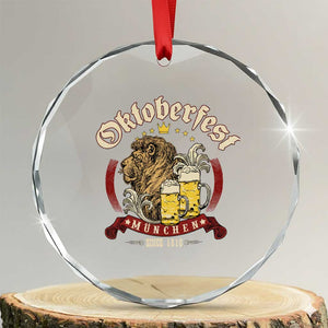 Oktoberfest Munchen Crystal Glass Ornament Munich Since 1810 Bavarian Lion and Beer TS02 Transparent Glass 3'' Circle Print Your Wear