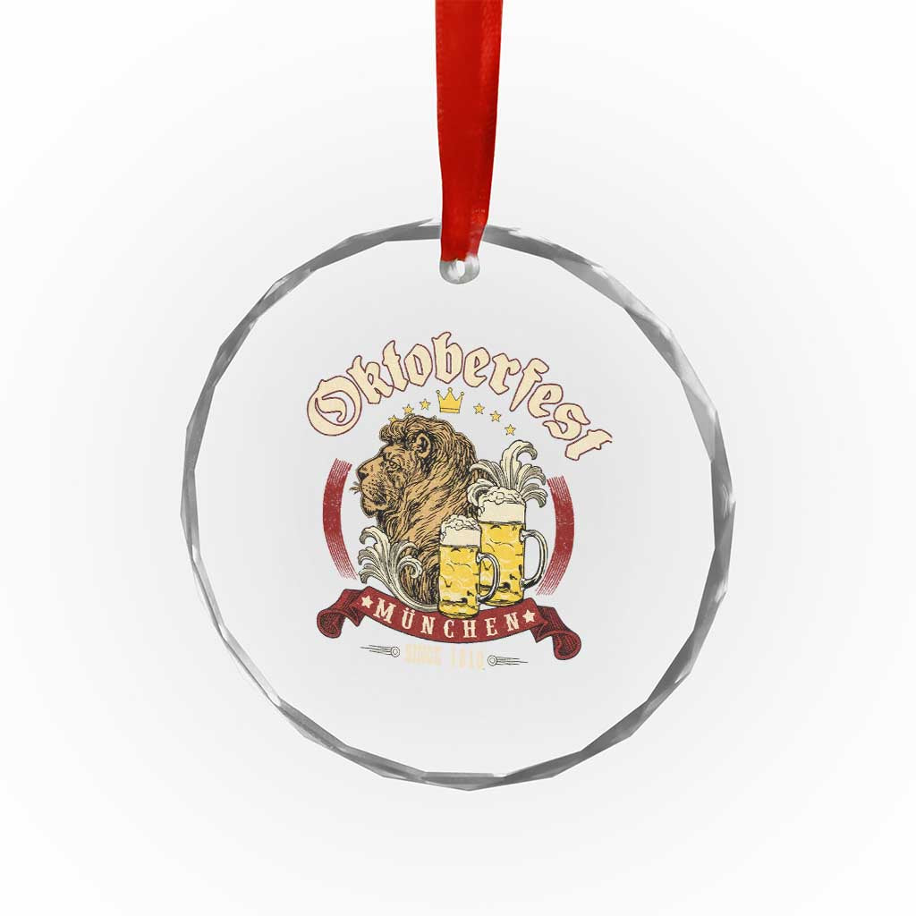 Oktoberfest Munchen Crystal Glass Ornament Munich Since 1810 Bavarian Lion and Beer TS02 Transparent Glass 3'' Circle Print Your Wear