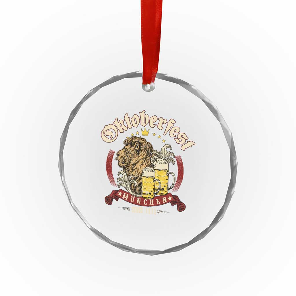 Oktoberfest Munchen Crystal Glass Ornament Munich Since 1810 Bavarian Lion and Beer TS02 Print Your Wear