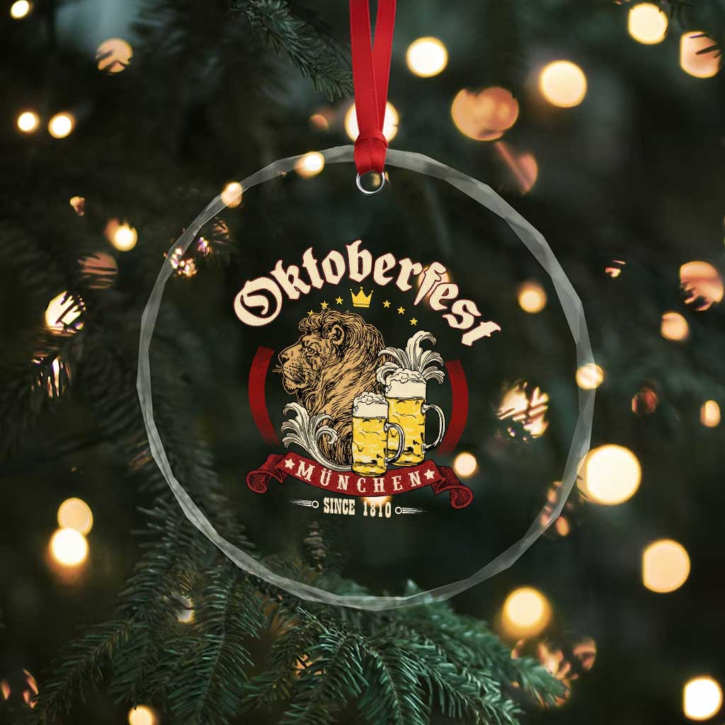 Oktoberfest Munchen Crystal Glass Ornament Munich Since 1810 Bavarian Lion and Beer TS02 Print Your Wear