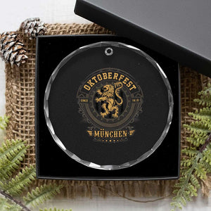 Oktoberfest Munchen Crystal Glass Ornament Munich Vintage Round Emblem with Bavarian Lion TS02 Print Your Wear