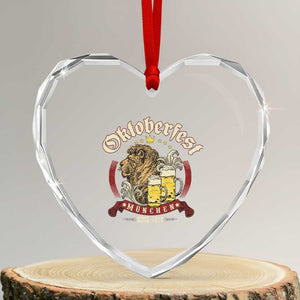 Oktoberfest Munchen Heart Crystal Glass Ornament Munich Since 1810 Bavarian Lion and Beer TS02 Transparent Glass 3'' Heart Print Your Wear