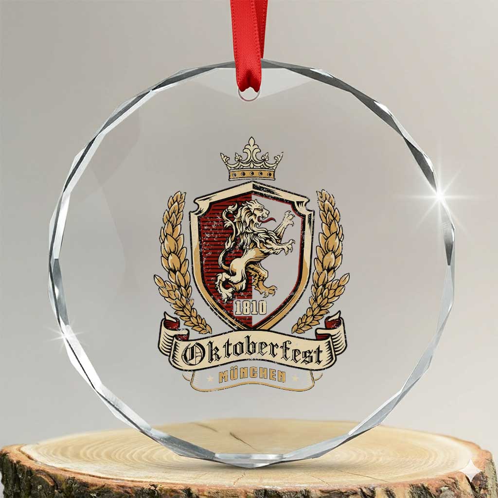 Oktoberfest Munchen Lion Crest Crystal Glass Ornament Classic Bavarian Festival TS02 Transparent Glass 3'' Circle Print Your Wear