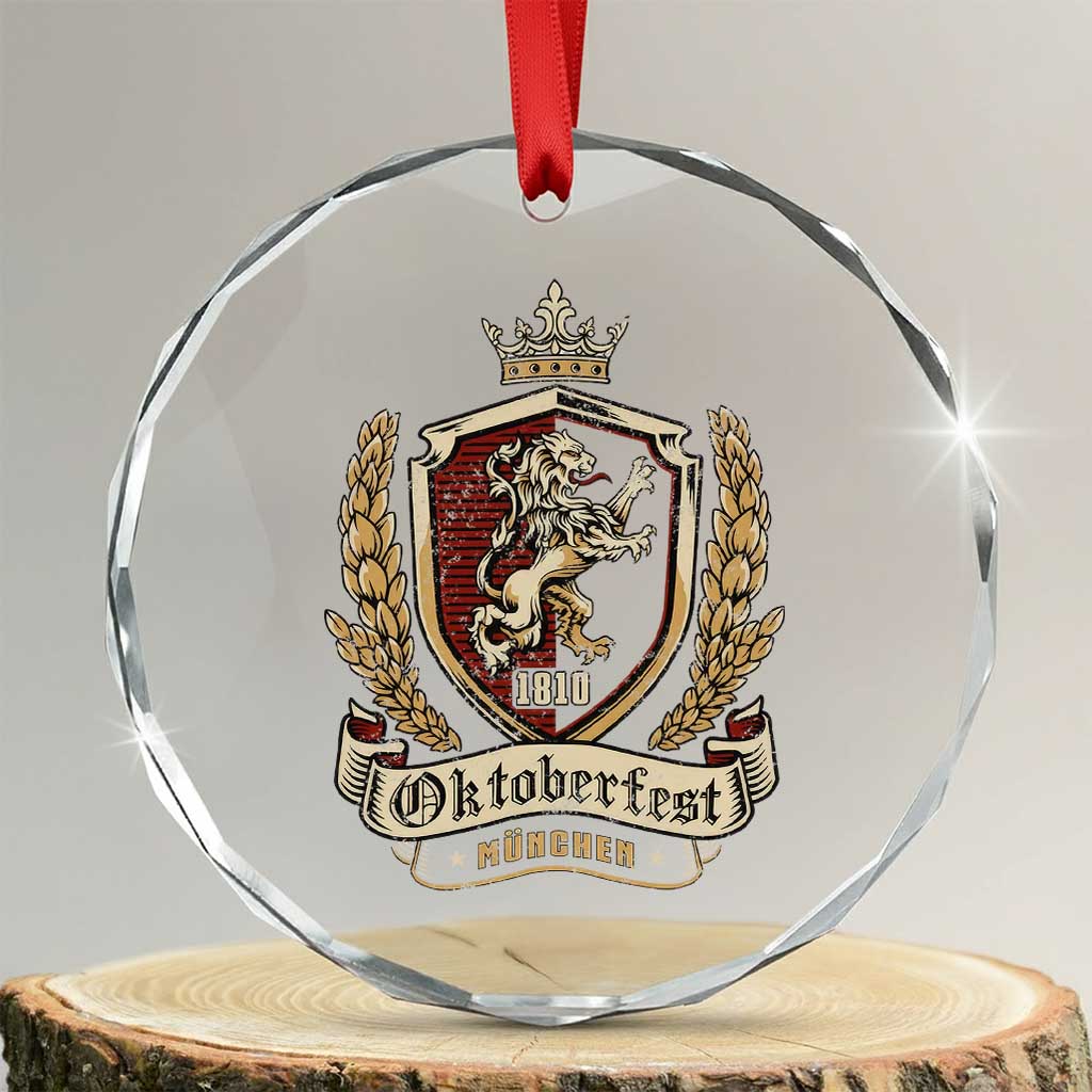 Oktoberfest Munchen Lion Crest Crystal Glass Ornament Classic Bavarian Festival TS02 Transparent Glass 3'' Circle Print Your Wear