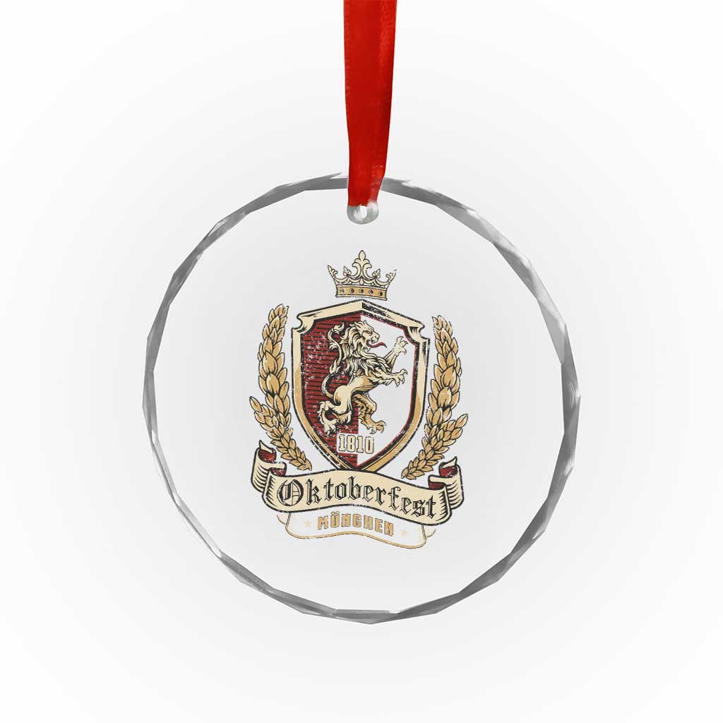 Oktoberfest Munchen Lion Crest Crystal Glass Ornament Classic Bavarian Festival TS02 Transparent Glass 3'' Circle Print Your Wear