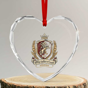 Oktoberfest Munchen Lion Crest Heart Crystal Glass Ornament Classic Bavarian Festival TS02 Transparent Glass 3'' Heart Print Your Wear