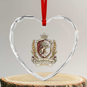 Oktoberfest Munchen Lion Crest Heart Crystal Glass Ornament Classic Bavarian Festival TS02 Transparent Glass 3'' Heart Print Your Wear