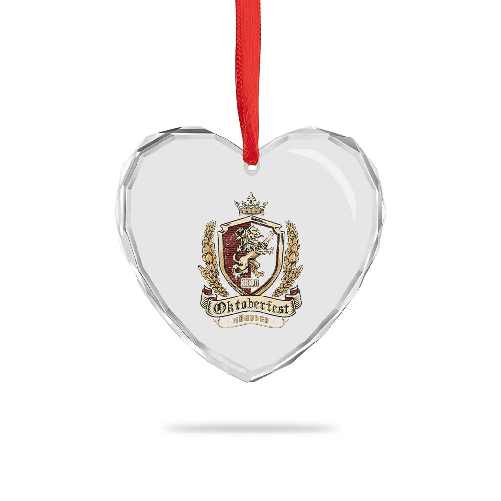 Oktoberfest Munchen Lion Crest Heart Crystal Glass Ornament Classic Bavarian Festival TS02 Print Your Wear