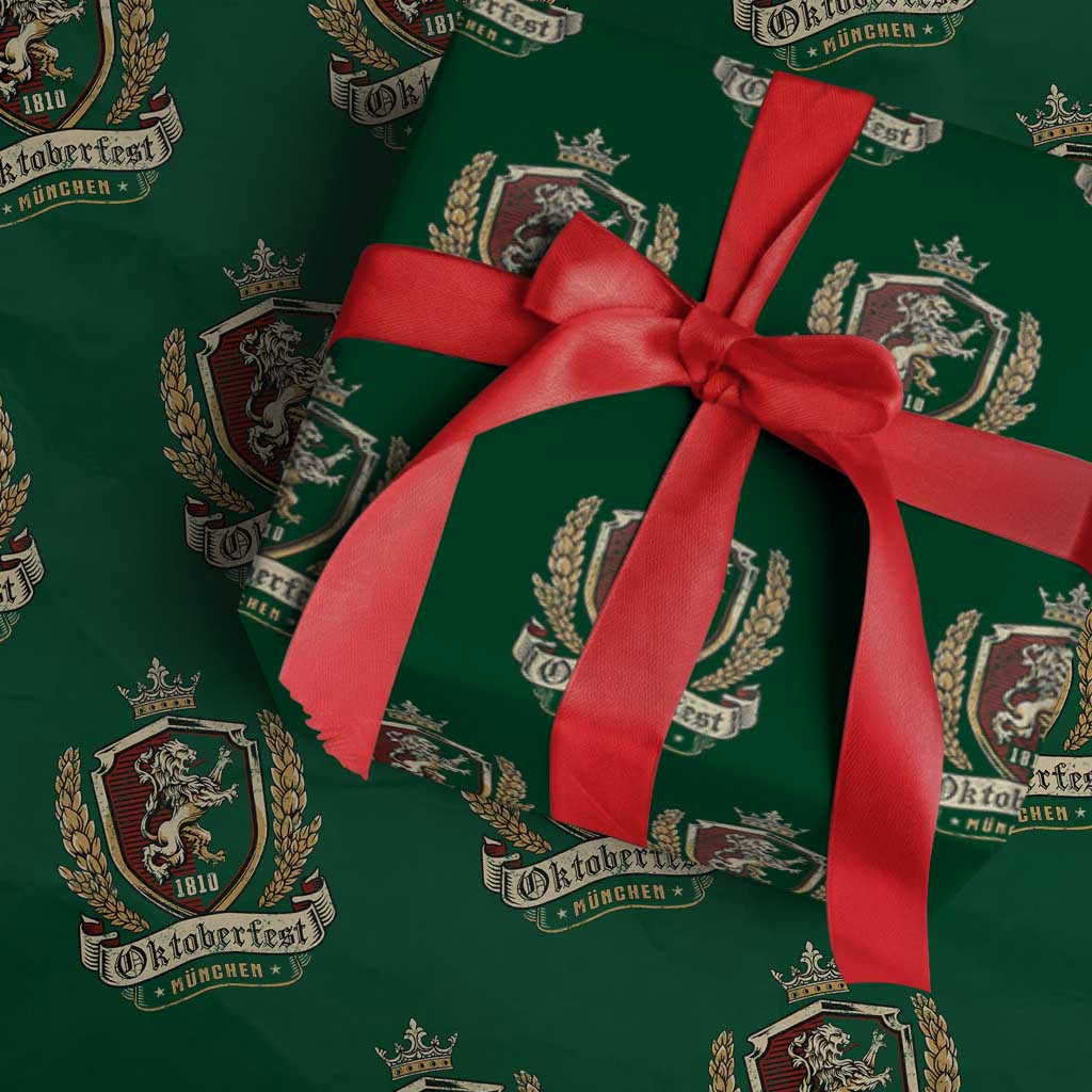 Oktoberfest Munchen Lion Crest Wrapping Paper Roll Classic Bavarian Festival TS02 Green Print Your Wear