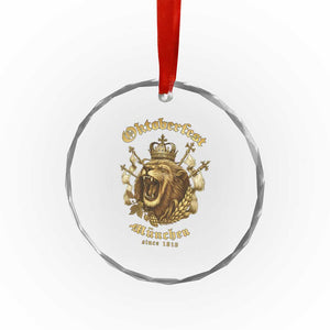 Oktoberfest Munchen Roaring Lion Crystal Glass Ornament Since 1810 Crown and Beer Weapon TS02 Transparent Glass 3'' Circle Print Your Wear