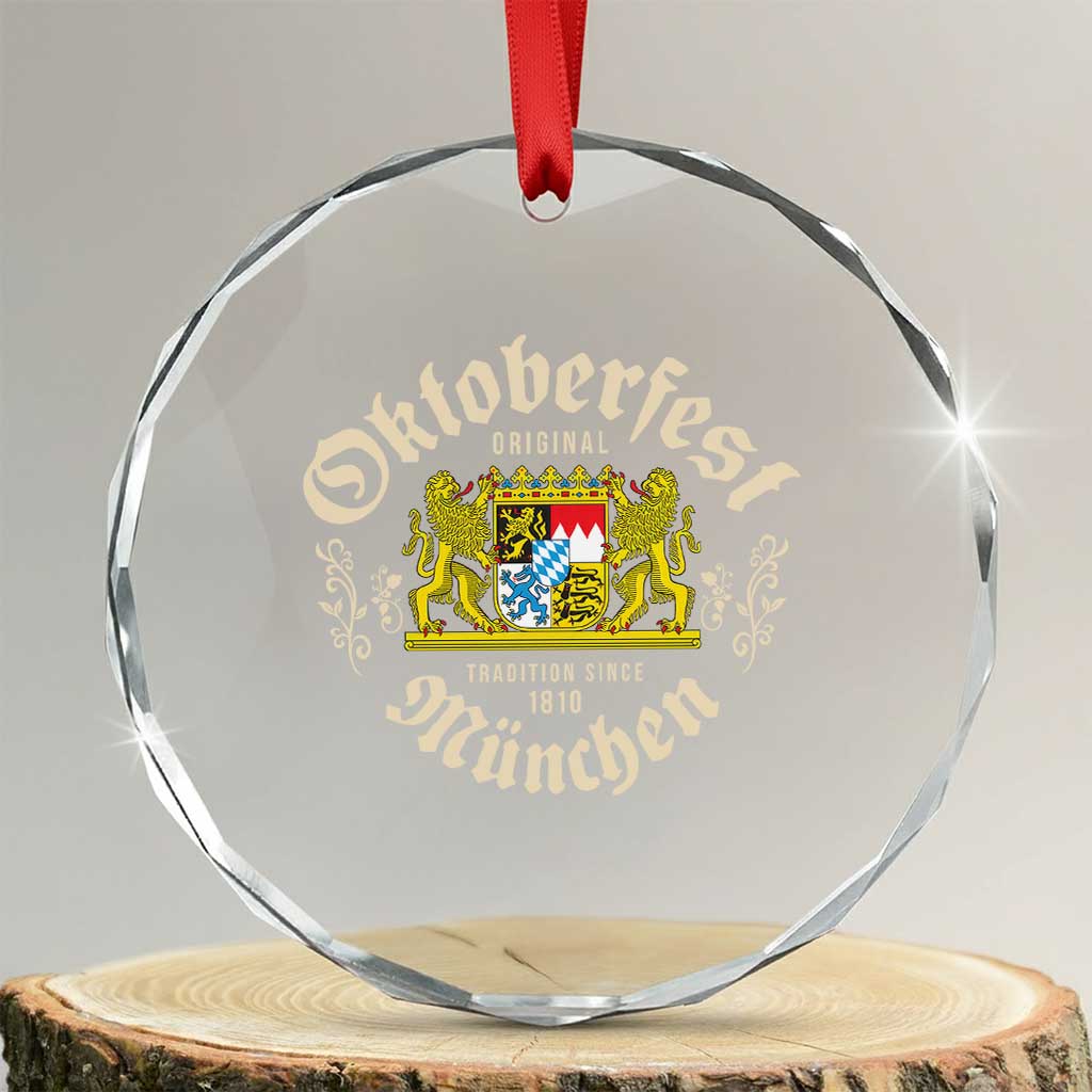 Oktoberfest Munchen Since 1810 Crystal Glass Ornament Original Tradition Bavarian Coat of Arms Heritage Festival TS02 Transparent Glass 3'' Circle Print Your Wear